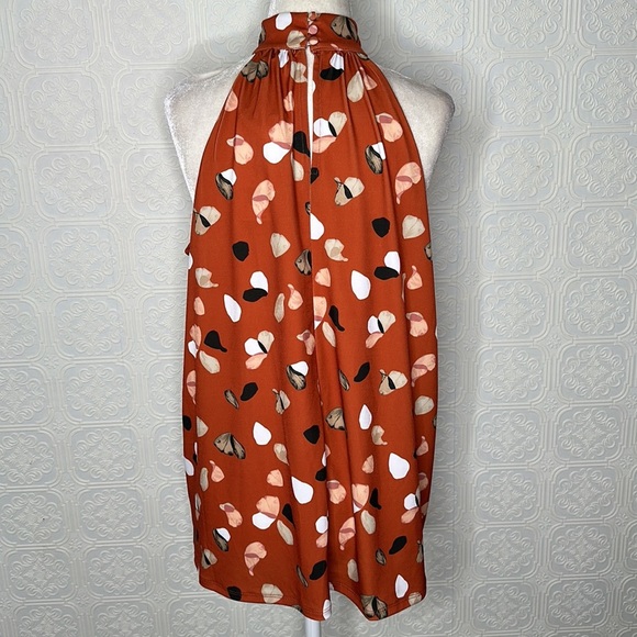 THE LIMITED | Printed Halter Top, Color is Rust with a Petal Design - Picture 5 of 9
